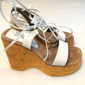 Y2K Candies White Strappy Platform Wedges Sandals US Size 6